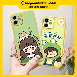 Ốp iphone - Ốp lưng iphone cạnh vuông Cô bé má hồng dành cho ip 6 đến 14promax - ng247