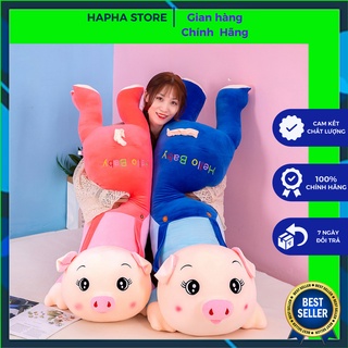Gấu Bông Lợn Yếm Màu Xanh Đáng Yêu Ngộ Nghĩnh,Thú Nhồi Bông Siêu Mềm Mịn Size 90cm - 1m4