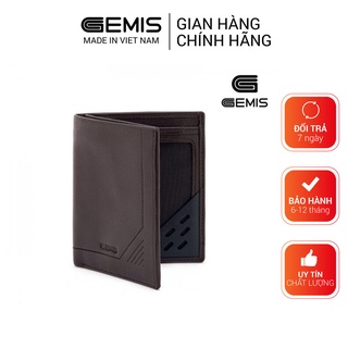 Ví nam da bò cao cấp chính hãng dáng đứng GEMIS - GM00043 Đen/Nâu