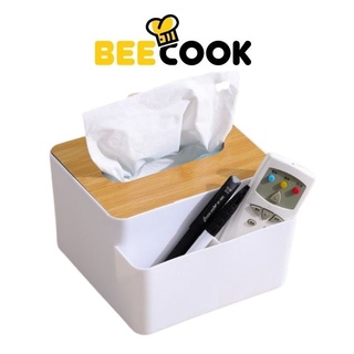 Hộp Đựng Khăn Giấy Hộp Đựng Giấy Ăn Nắp Gỗ Có Ngăn Để Đồ Đa Năng BEECOOK