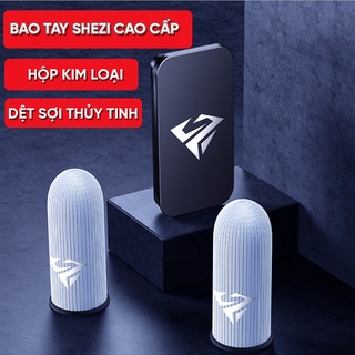 Bao tay chơi game Shezi hộp kim loại 2 ngón dệt sợi bạc thủy tinh siêu siêu mỏng tăng độ chân thật khi chơi game