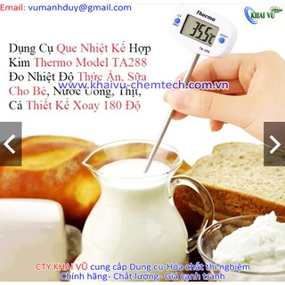 Dụng Cụ Que Nhiệt Kế Hợp Kim Thermo Model TA288 Đo Nhiệt Độ Thức Ăn, Sữa Cho Bé, Nước Uống, Thịt, Cá Xoay 180 Độ 5.0