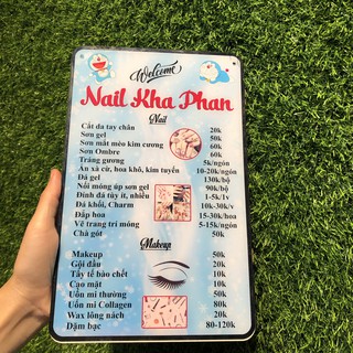 Menu bằng mica dành cho tiệm nail hoặc spa - Thiết kế theo yêu cầu