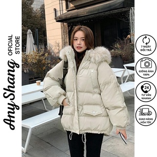 Áo Khoác Nữ AnySang Mũ Lông Thời Trang Loại 2 Bên Trong Trần Bông Form Dáng Cực Đẹp ANS2118