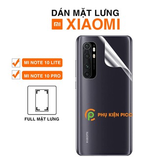 Dán lưng Xiaomi Mi Note 10 Lite / Mi Note 10 Pro full mặt lưng trong suốt PPF tự phục hồi vết xước
