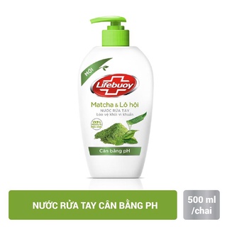 Nước Rửa Tay Lifebuoy Matcha Và Nha Đam - Than Hoạt Tính Và Bạc Hà 500g
