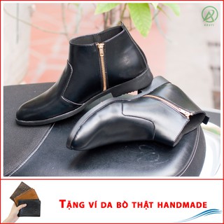 Giày Da Nam AROTI Chealsea Boot Cao Cổ Chất Đẹp Cao Cấp,Đế Khâu  Bền,Tăng Chiều Cao 3cm Form Hàn Đủ size  CB521-NH(V)