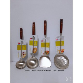 Môi, xẻng, chao, vợt inox xịn cán gỗ hãng ABRAND