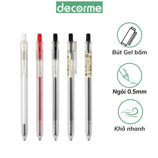 Bút gel bấm Dupe Muji mực đen 0.5mm DecorMe Bút gel bấm mực đen ngòi 0.5
