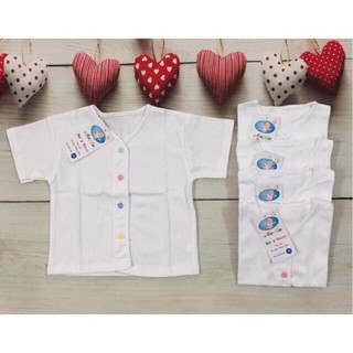 Set 5 Áo cúc giữa An An TRƠN tay NGẮN cho bé sơ sinh/ Áo sơ sinh tay cộc trơn An An