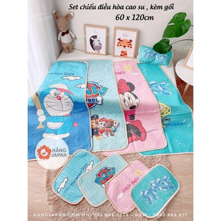 Chiếu Điều Hoà CAO SU Non In Hình 5D Siêu Mát Mềm Mịn Cho Bé kèm gối ( Size 60x120)