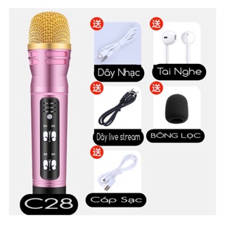 Micro C28 karaoke livestream có autotune đủ phụ kiện HÁT BAO HAY