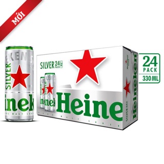 THÙNG 24 LON BIA HEINEKEN BẠC SILVER 330ML