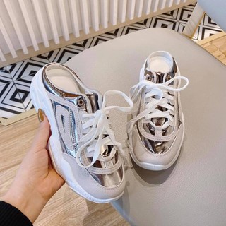 Sneaker Nữ Cực Xinh, Sục Thể Thao Độn Đế Nữ Cá Tính Màu Xám Bạc, Hàng Mang Nhẹ Đúng Size, Năng Động Cho Hoạt Động Ngoài