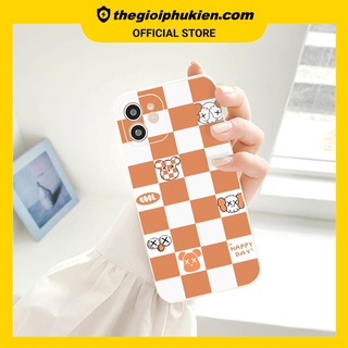 Ốp lưng iphone cạnh vuông Caro cam kaw cool dành cho iphone 6 đến 14promax - E194