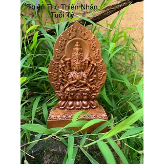 Tượng để xe ô tô Phật Thiên Thủ Thiên Nhãn bằng gỗ - Tuổi Tý