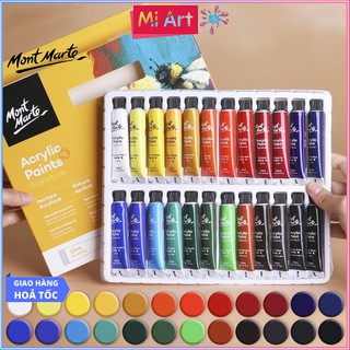 Bộ 24 Màu Acrylic Mont Marte x 12ml -  Acrylic Paints Signature - PMHS0034
