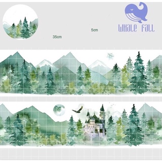 (Chiết theo chu kỳ) Băng dính washi tape hoạ tiết phong cảnh rừng xanh