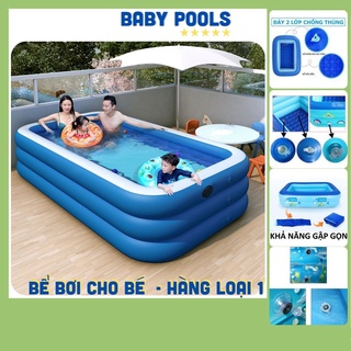 Bể bơi cho bé LOẠI DÀY Hồ phao 1m8 3 tầng- tặng kèm bộ vá phao