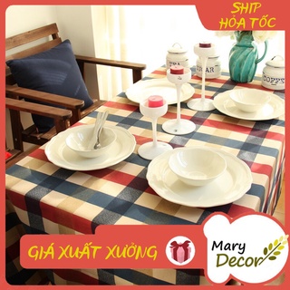 Khăn trải bàn Canvas Caro Mỹ gấp mép (đủ kích thước) - N10