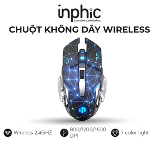 Chuột Chơi Game Wifi Có LED Sao Trời Xanh INPHIC M601 USB 2.4G 1600DPI Đèn Nền LED Nhiều Màu 6 Nút Pin Sạc - Chính Hãng