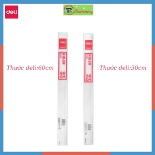 Thước kẻ nhựa 50cm, 60cm Deli, trong suốt - 1 chiếc - E6250, 6260