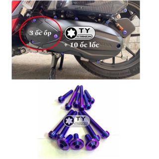 Combo 13 ốc titan GR5 gắn ốp nồi và lốc máy Vario AB Airblade