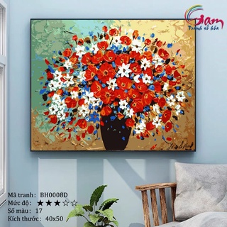Tranh treo tường sơn dầu số hoá tự vẽ DIY - Mã BH0008D rực rỡ gấm hoa