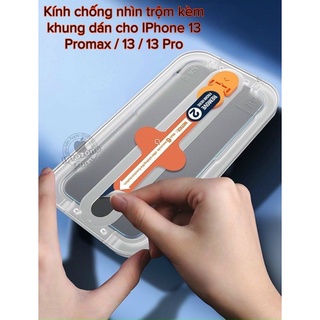Kính chống nhìn trộm kèm khung dễ dán cho IPhone 14 Promax , 14 Plus , 13 Promax , 13 Pro , 12 Promax chính hãng Wiwu