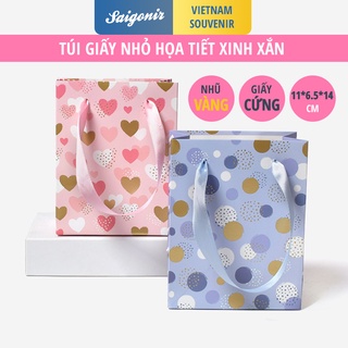 Túi giấy cứng đựng quà Họa tiết xinh TGCHTX01 Cao Cấp Màu Sắc Trang Nhã Chi Tiết Nhũ Vàng - Saigonir