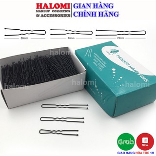 500g Kẹp Gim Chữ U Cài Tóc Chuyên Nghiệp chính hãng HALOMI bọc sơn đen chống gỉ có sẵn 3 size S,M,L