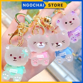 Móc khóa dễ thương gấu Bear trong veo, móc khóa đôi cute hot trend tiktok