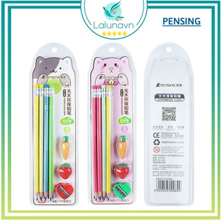 Bộ Bút chì 11 chi tiết HB Pensing 8 bút tặng tẩy gôm và gọt bút chì Lalunavn - A54