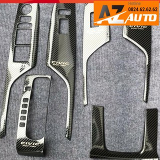 Ốp nội thất Honda Civic metal cacbon 6 chi tiết hàng cao cấp
