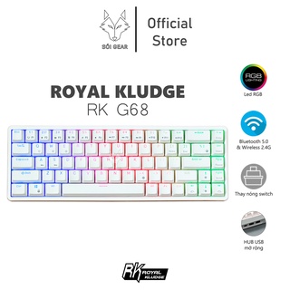 Bàn phím cơ không dây Royal Kludge RK G68 HOTSWAP, Led RGB, Type C, Bluetooth 5.0, Wireless 2.4G, Màu Đen &amp;  Màu Trắng