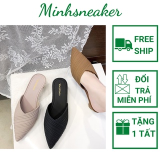 Giày sục nhựa dẻo Mules đi mưa mũi nhọn đế cao 3cm chống nước hợp thời trang siêu tiện lợi
