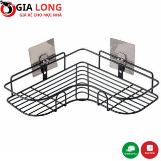 Kệ Góc Dán Tường Đen Inox Hình Trái Tim Đựng Đồ Nhà Bếp, Nhà Tắm Tiện Lợi Viền Uốn Lượn Tiết Kiệm Không Gian