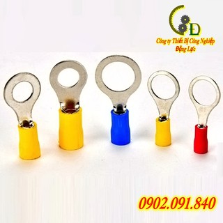 [100cái] Đầu cos dây điện tròn bọc nhựa RV 1.25-6-8, Đầu cốt bấm dây điện 0.5mm 1.5mm, cosse (cót) đồng đấu nối điện
