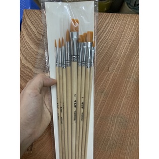 bộ cọ vẽ màu nước weiyi thân gỗ lông mềm (9 cọ)