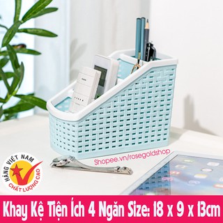 Khay 4 Ngăn Đa Năng Đựng Mỹ Phẩm Bút Điều Khiển Điện Thoại