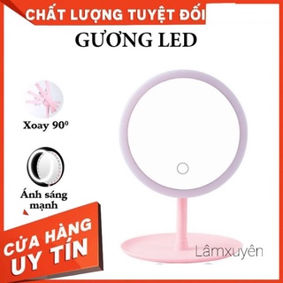 Gương trang điểm đèn led để bàn, gương led cảm ứng  Siêu đẹp  FREESHIP  nhỏ gọn , Màu sắc đa dạng, Thiết kế sang chảnh