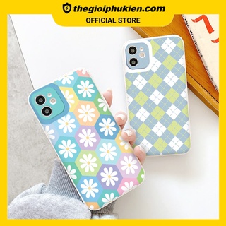Ốp iphone - Ốp lưng iphone cạnh vuông viền camera Họa tiết hình thoi dành cho ip 6 đến 14promax - ng006