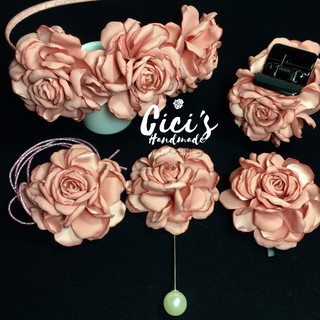 Cài áo, bờm tóc, chun tóc, kẹp tóc hoa hồng đất Cici Handmade