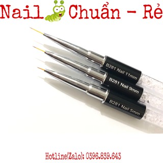 Cọ Vẽ Nét B281 - Cọ Râu vẽ Nét Cán Đá 3 size 5mm 9mm 11mm