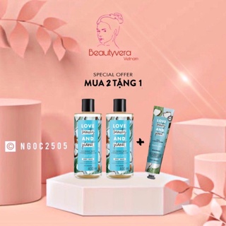 (Tặng kem đánh răng) Combo 2 Sữa tắm Love Beauty And Planet chăm da mềm mịn với 100% dừa tươi organic 400ml