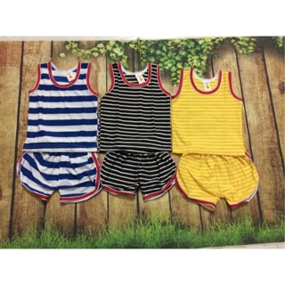 Bộ ba lỗ sát nách kẻ sọc cho bé trai/gái 7-20kg - giao màu theo giới tính không chọn màu ạ