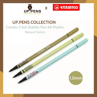 Combo 3 bút lông màu Stabilo Pen 68 Marker – 1.0mm – Natural Colors