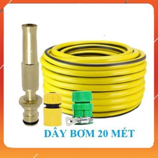 Vòi tưới cây rửa xe✔️❤️Evoucher Bộ dây vòi xịt nước rửa xe, tưới cây ✔, tăng áp 3 lần, loại 20m 206587 cút sập, nối PE
