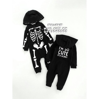 Bộ romper Hallowen bộ xương cho bé