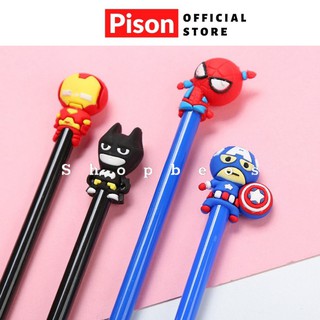 Bút bi nước mực gel Nhiều mẫu hình siêu anh hùng Pison, mực đen ngòi kim 0.38mm - 1 cái